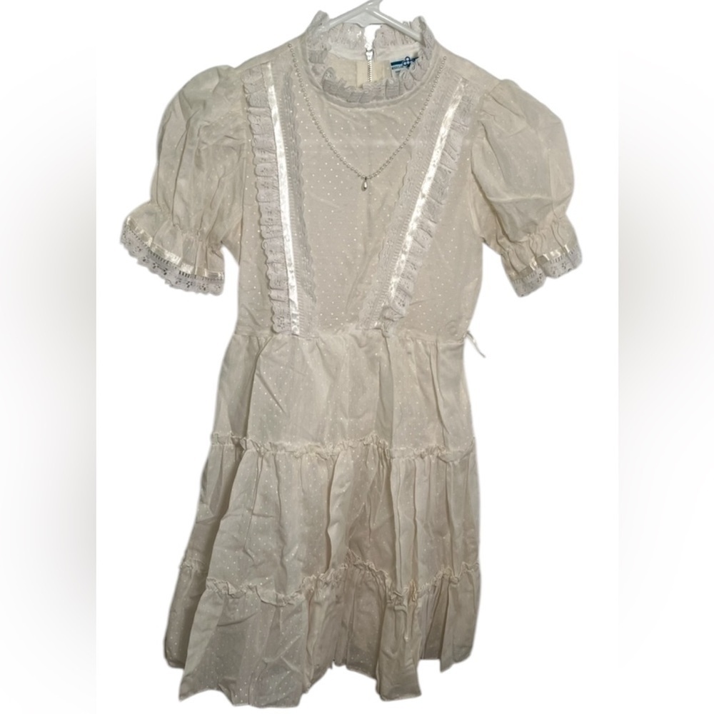Vintage Sears Roebuck & Company Girls Dress Cream White Lace 10